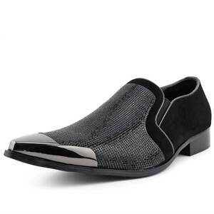 NEW BOLANO men's dezzy rhinestone dress shoes in black